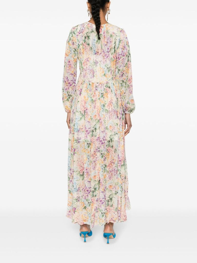 Multicolour Floral Viscose Long-sleeved Dress