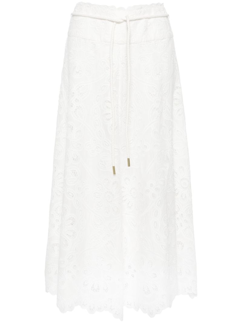 Ivory White Broderie Anglaise Cotton Maxi Skirt