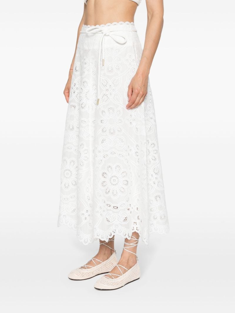 Ivory White Broderie Anglaise Cotton Maxi Skirt