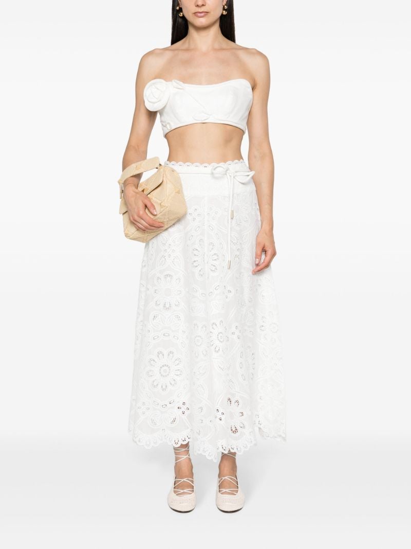 Ivory White Broderie Anglaise Cotton Maxi Skirt
