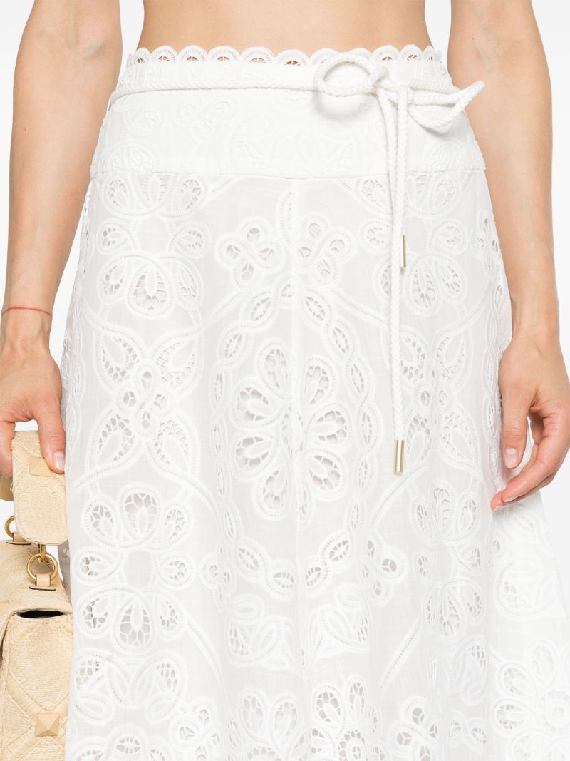 Ivory White Broderie Anglaise Cotton Maxi Skirt