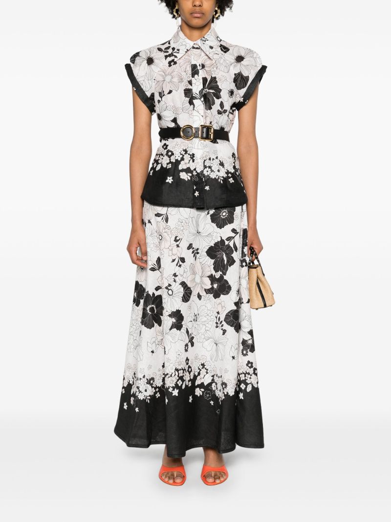 White Pop Bias Midi Skirt