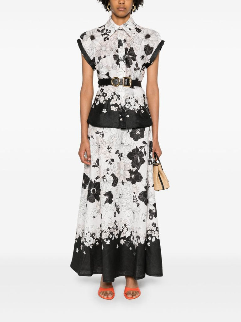 White Pop Bias Midi Skirt