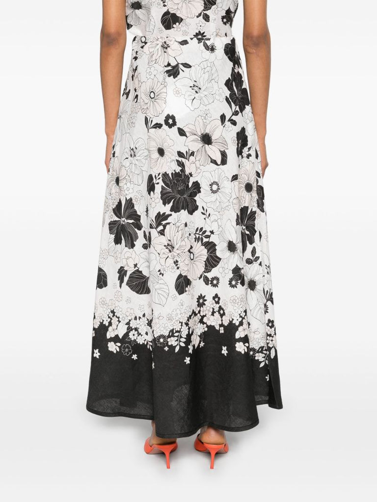 White Pop Bias Midi Skirt