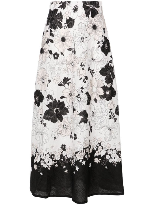 White Pop Bias Midi Skirt