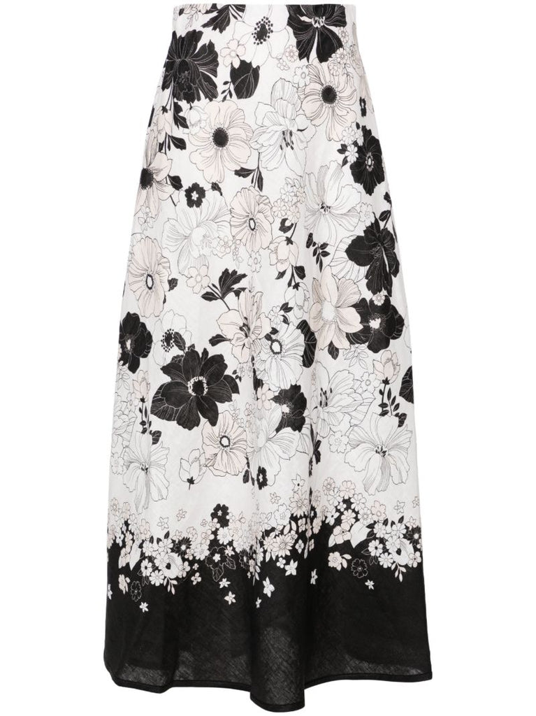 White Pop Bias Midi Skirt