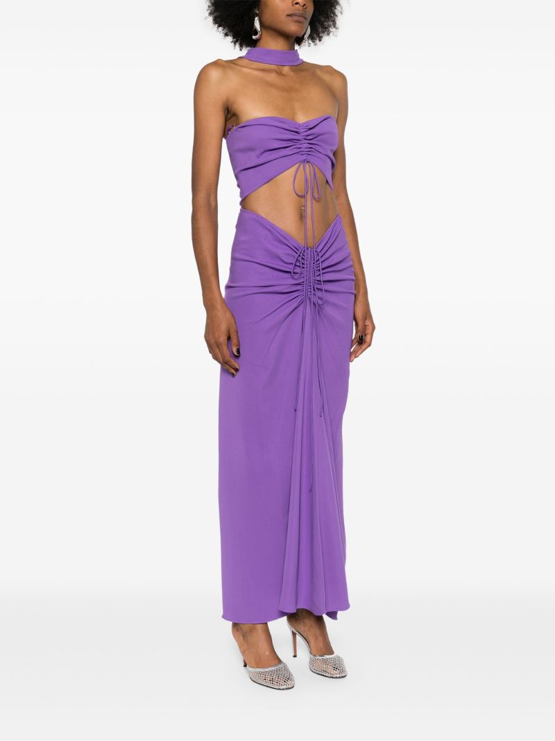 Purple Disconnected Ruched Maxi Dress