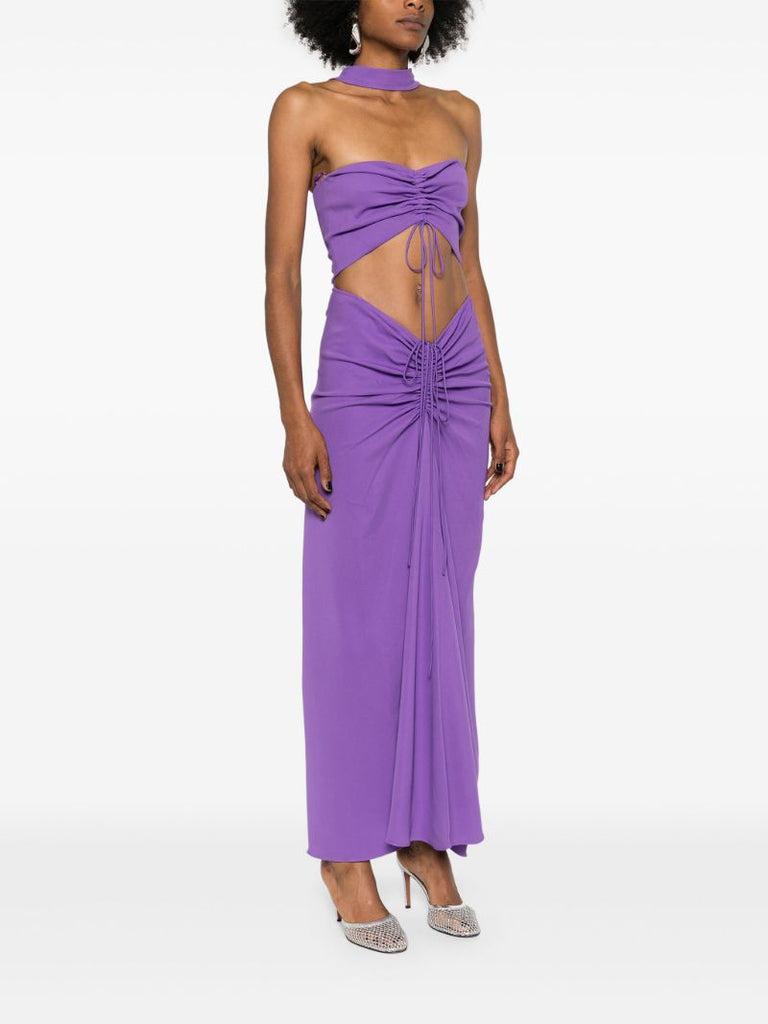 Purple Disconnected Ruched Maxi Dress