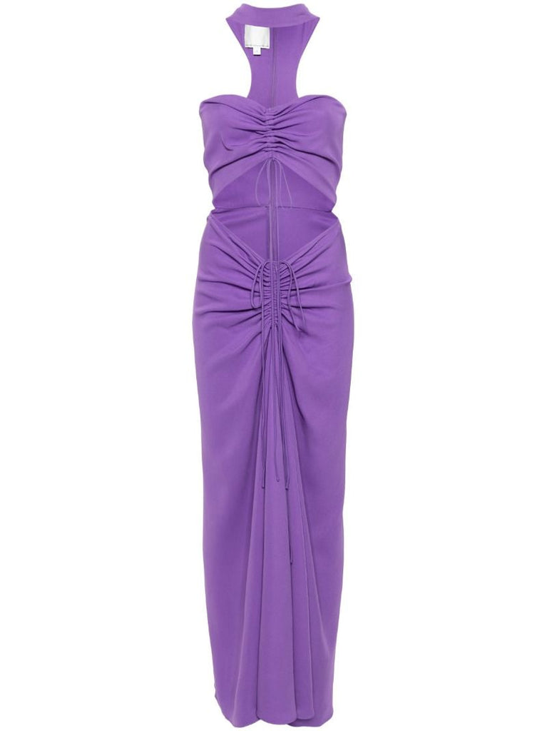 Purple Disconnected Ruched Maxi Dress