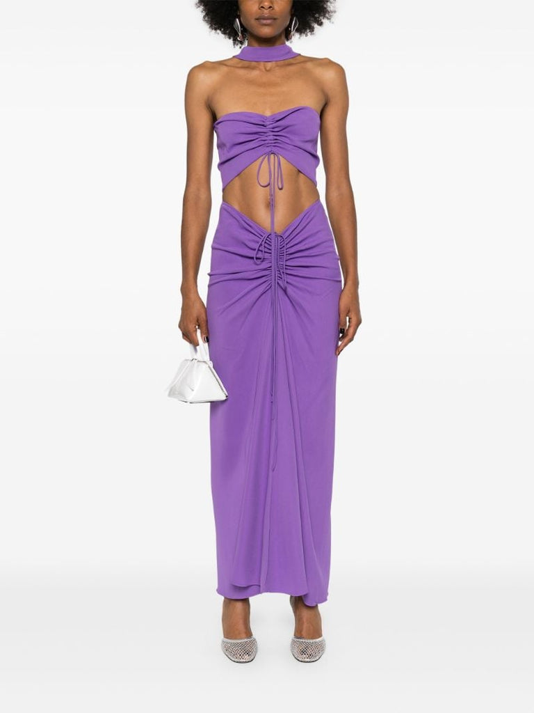 Purple Disconnected Ruched Maxi Dress