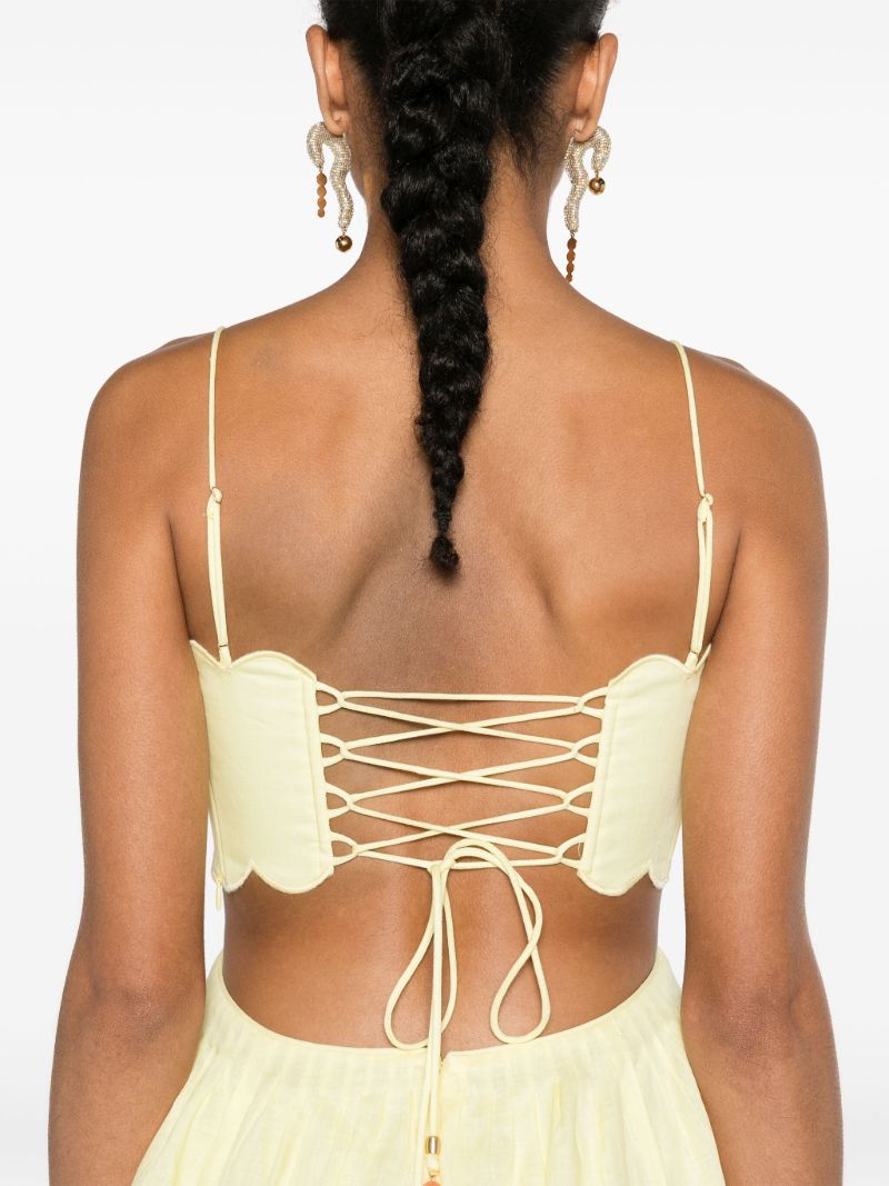 Pale Yellow Cut-out Sides Linen Maxi Dress