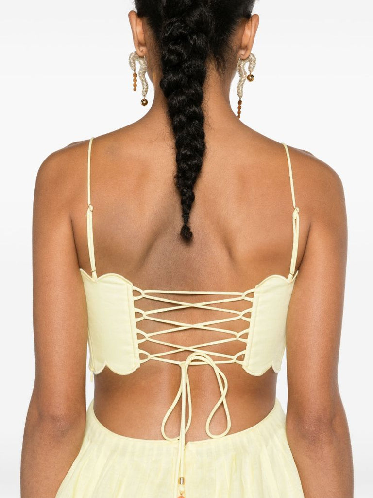 Pale Yellow Cut-out Sides Linen Maxi Dress
