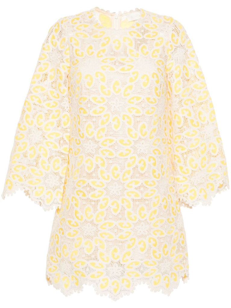 Yellow Floral Lace Dress