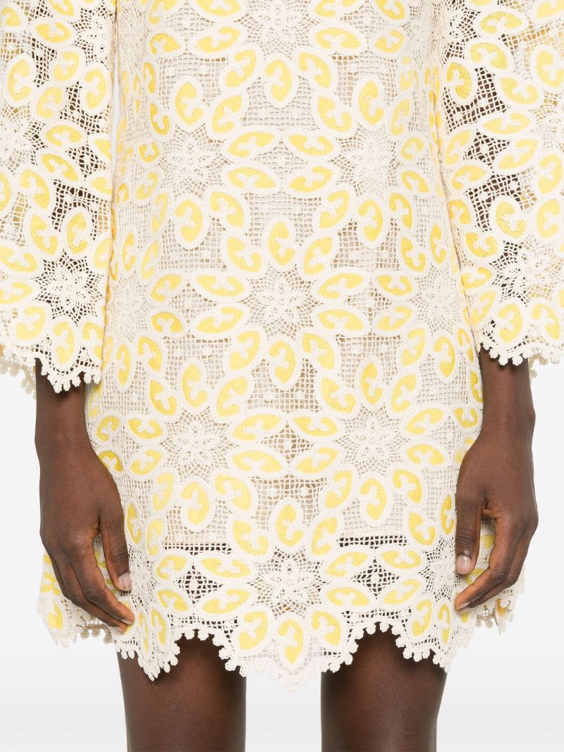 Yellow Floral Lace Dress