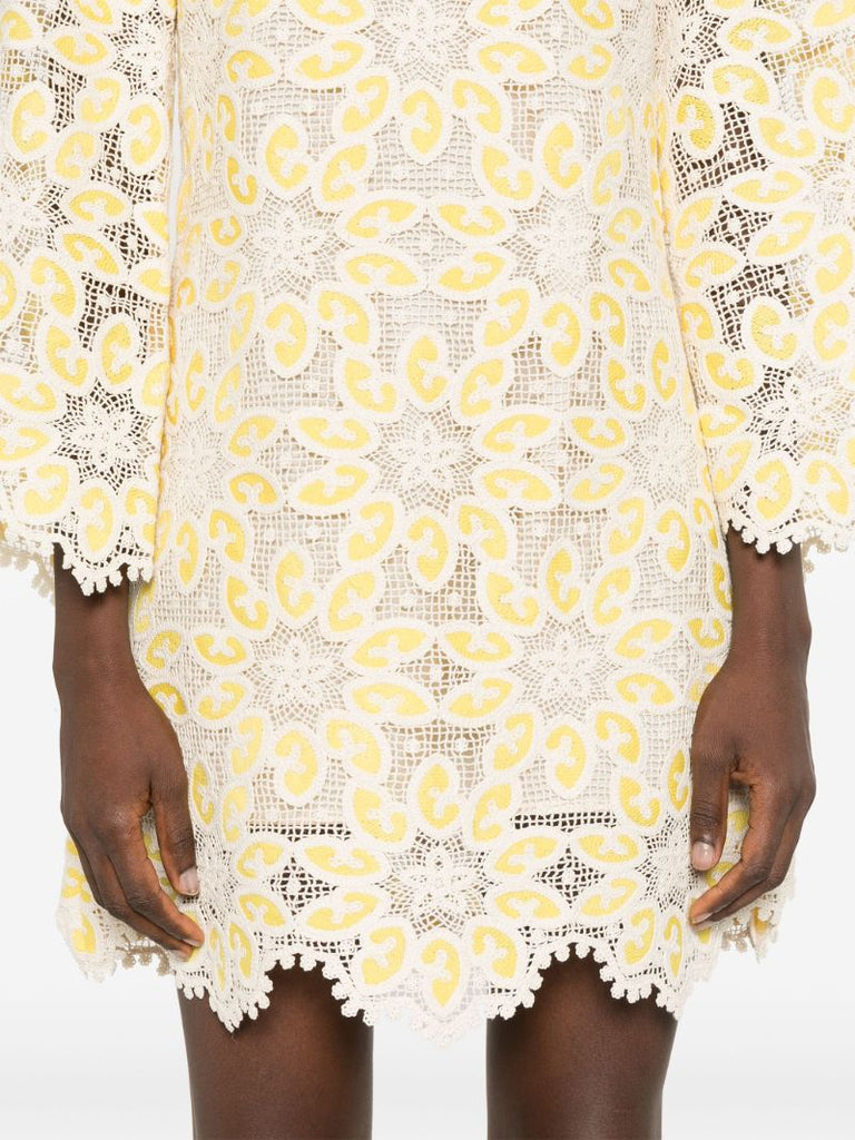 Yellow Floral Lace Dress