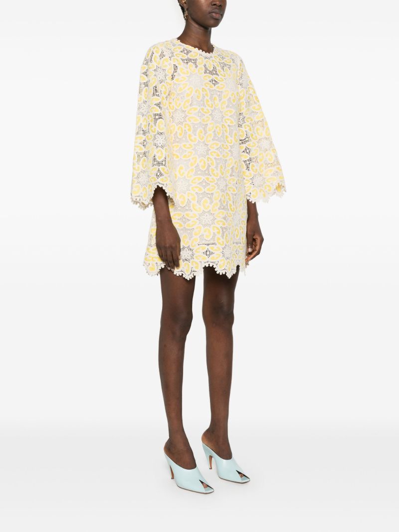 Yellow Floral Lace Dress