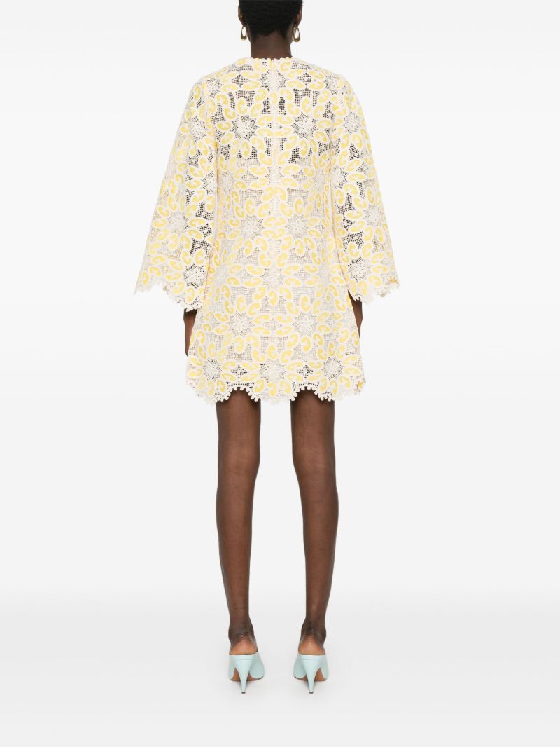 Yellow Floral Lace Dress