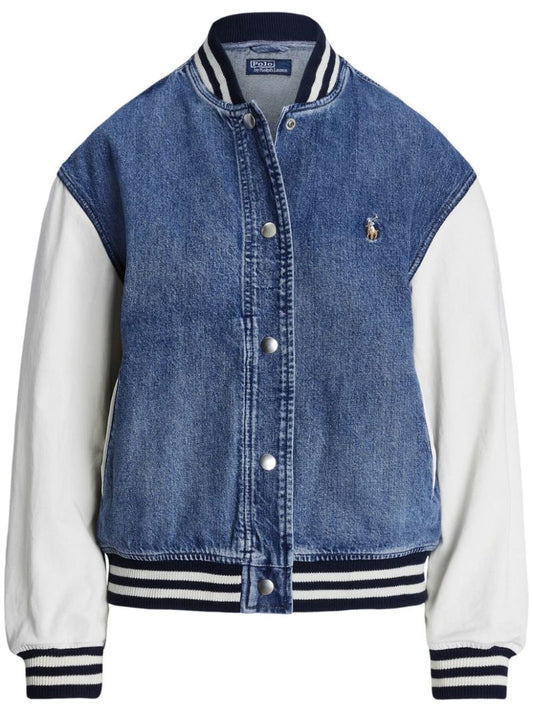 Blue Polo Pony Denim Bomber Jacket