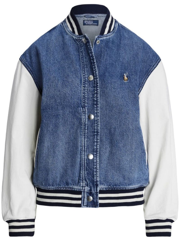 Blue Polo Pony Denim Bomber Jacket