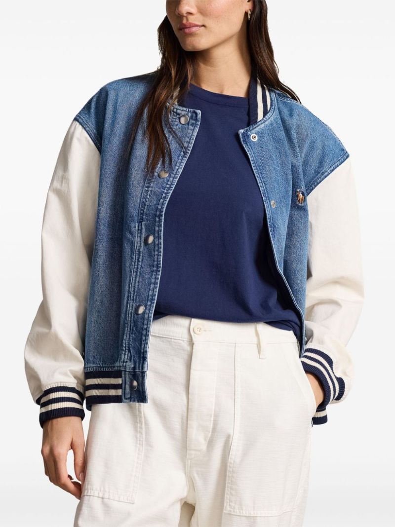 Blue Polo Pony Denim Bomber Jacket
