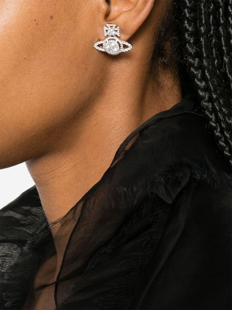 Silver-tone Orb Crystal Stud Earrings