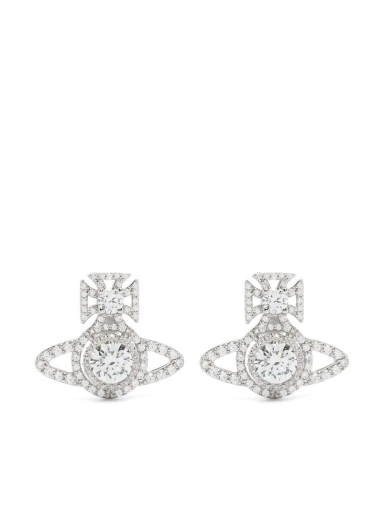 Silver-tone Orb Crystal Stud Earrings