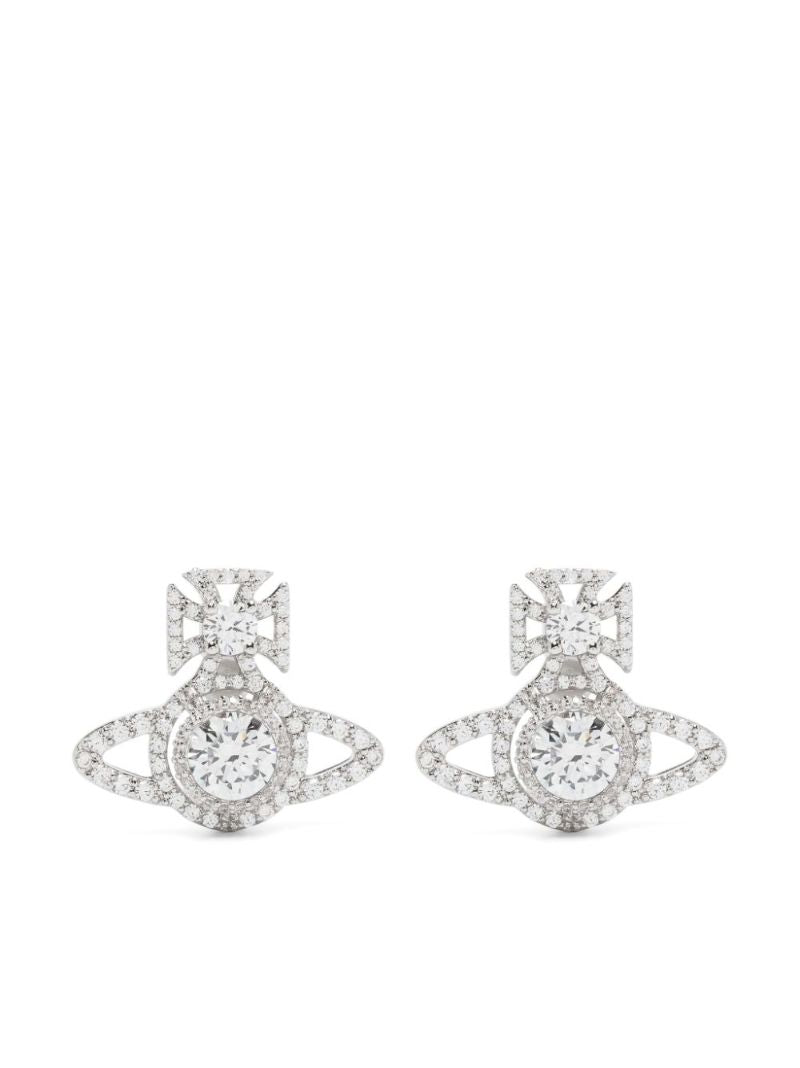 Silver-tone Orb Crystal Stud Earrings