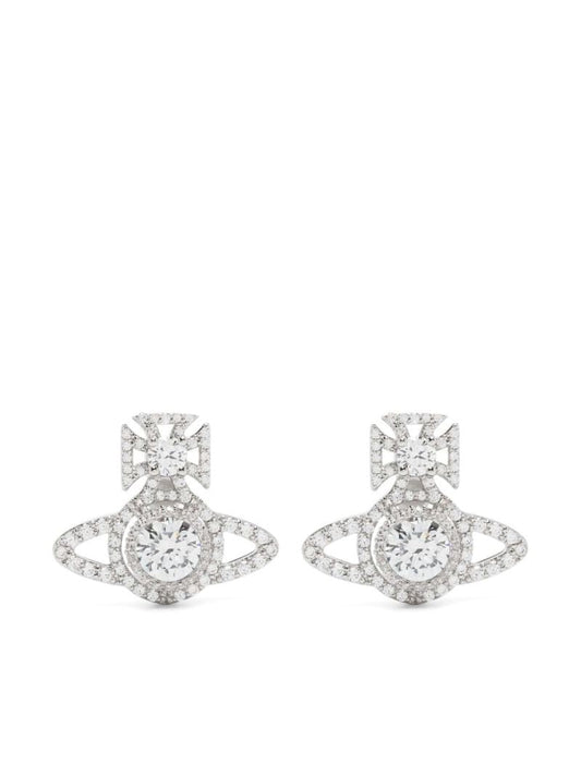 Silver-tone Orb Crystal Stud Earrings
