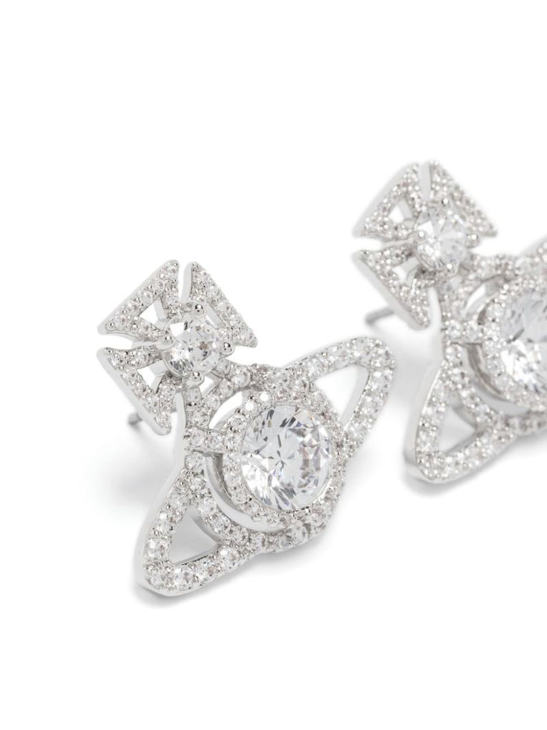 Silver-tone Orb Crystal Stud Earrings