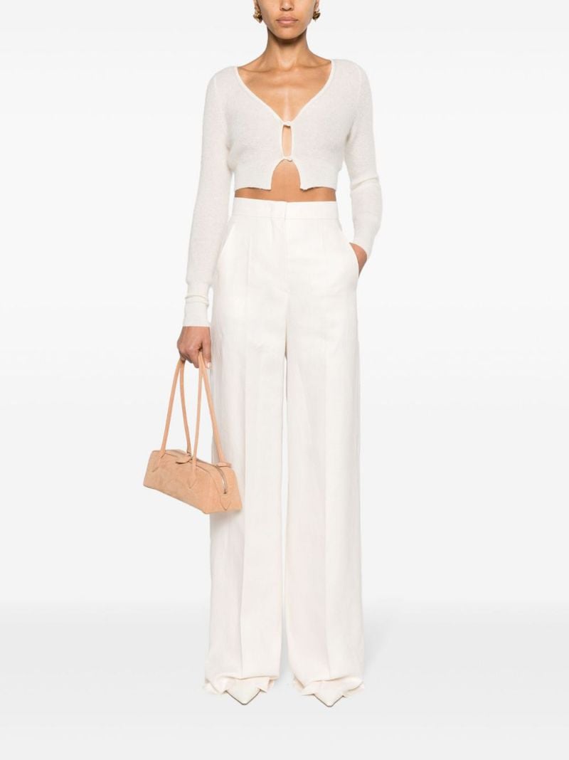 Neutral Wide-leg Linen Trousers