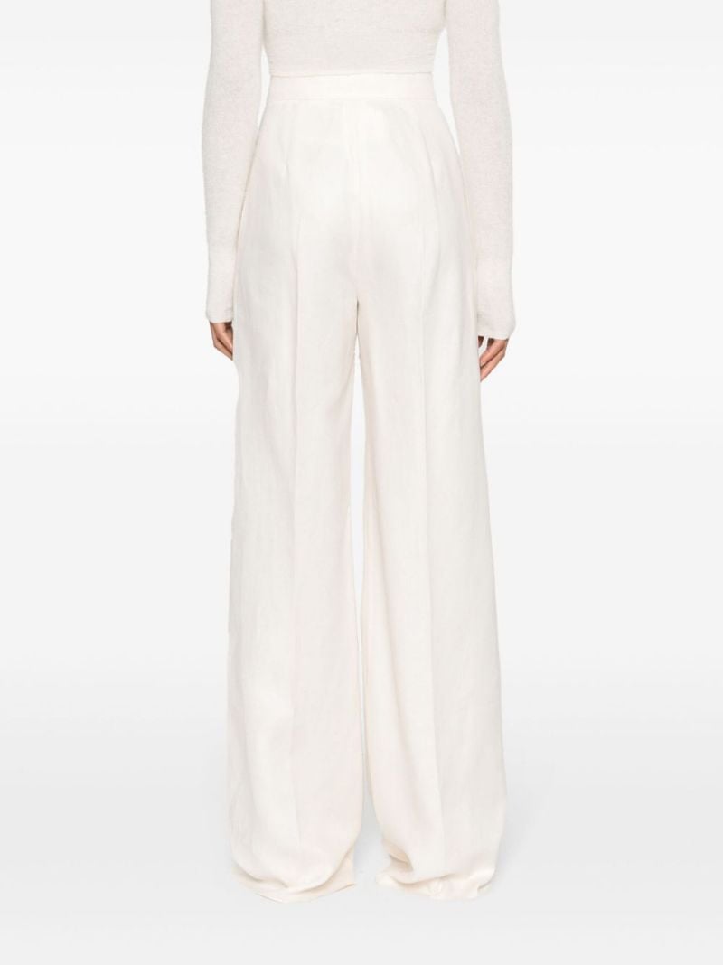 Neutral Wide-leg Linen Trousers