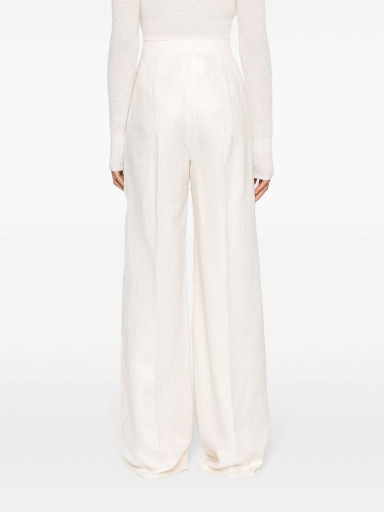 Neutral Wide-leg Linen Trousers