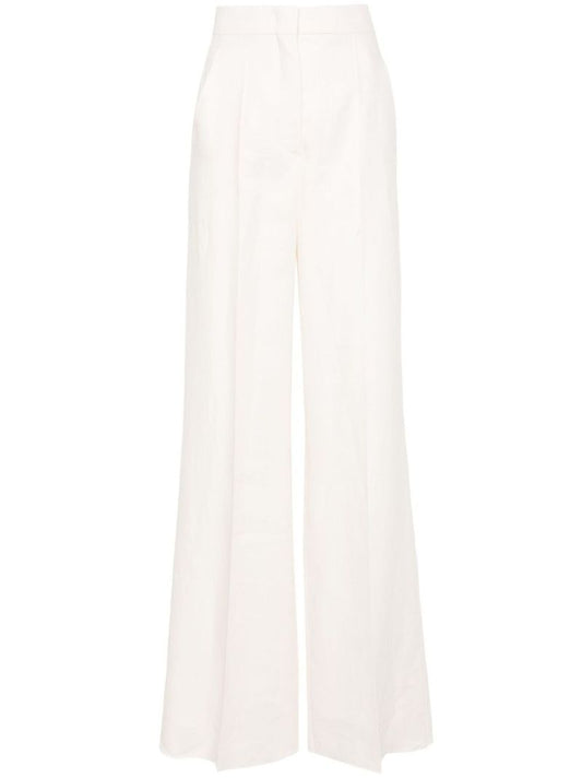 Neutral Wide-leg Linen Trousers