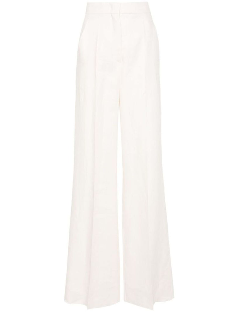 Neutral Wide-leg Linen Trousers