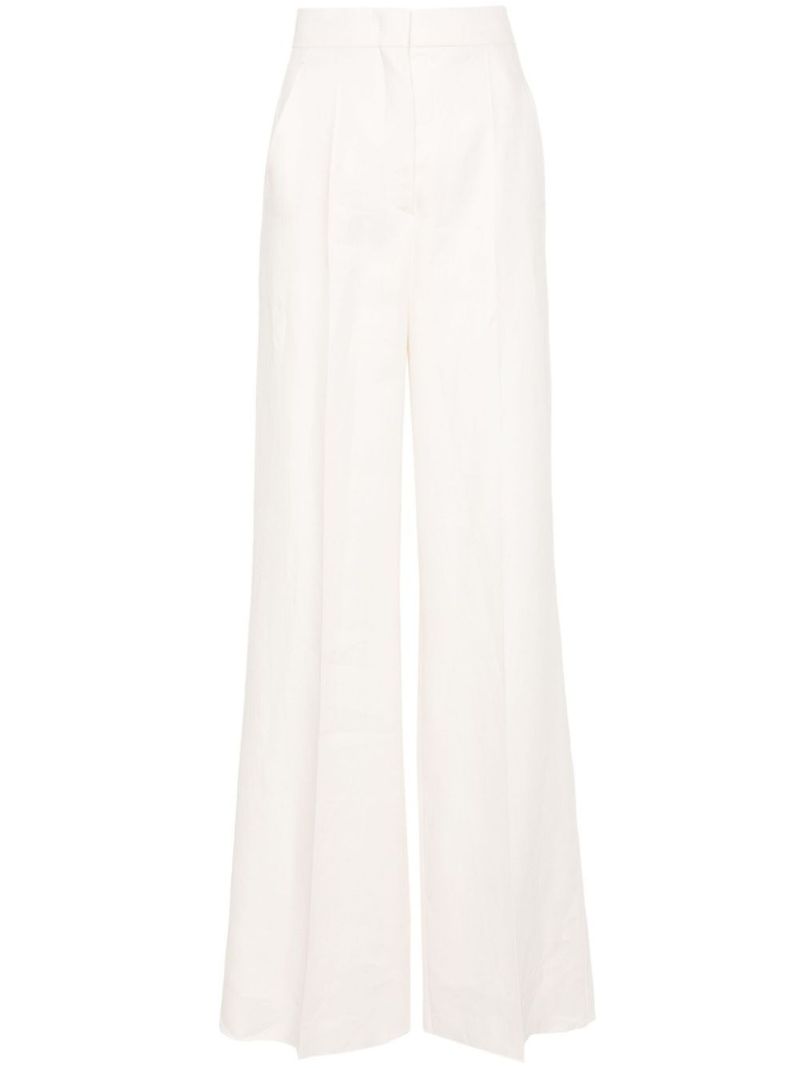 Neutral Wide-leg Linen Trousers