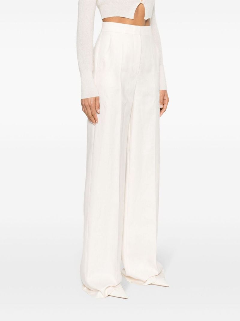 Neutral Wide-leg Linen Trousers