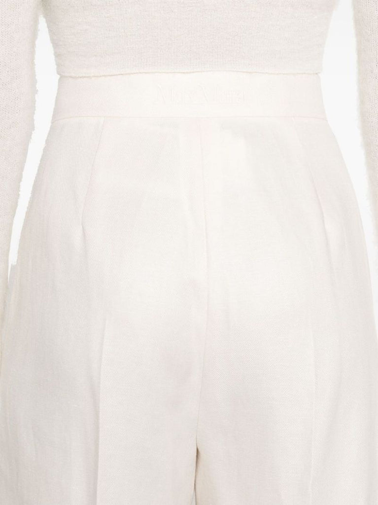 Neutral Wide-leg Linen Trousers