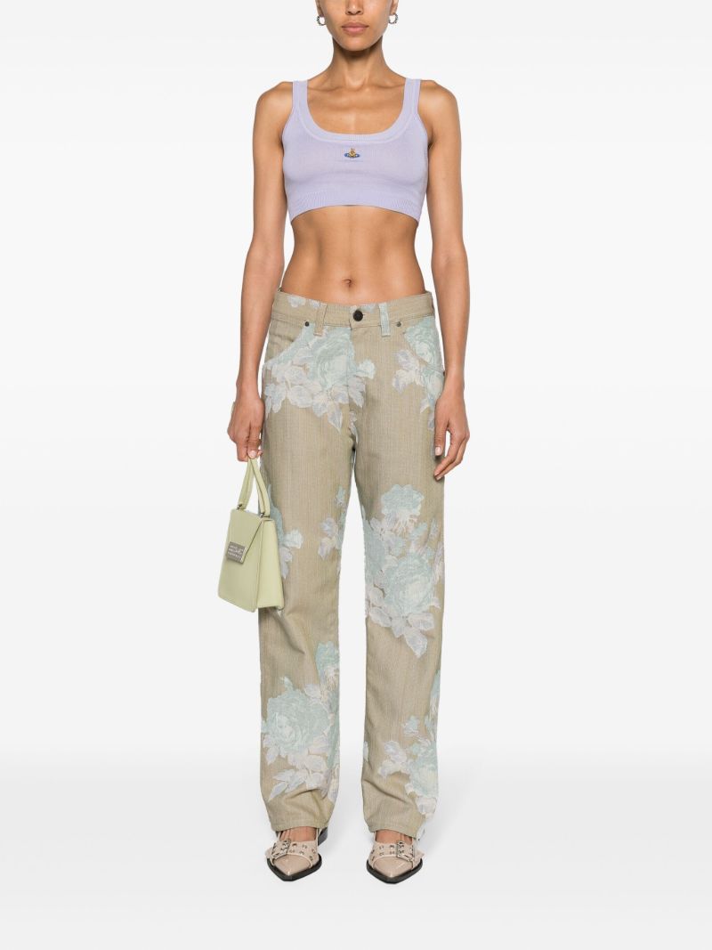 Neutral Ranch Floral-jacquard Jeans