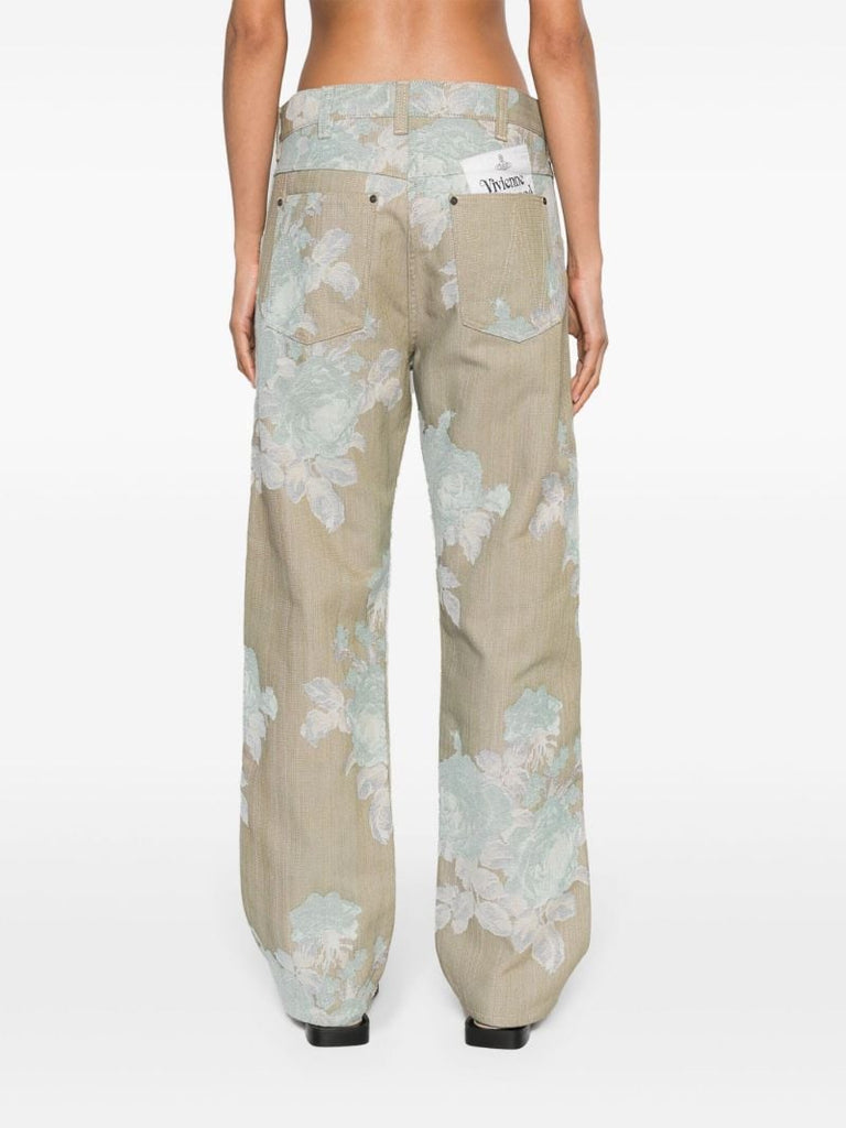 Neutral Ranch Floral-jacquard Jeans