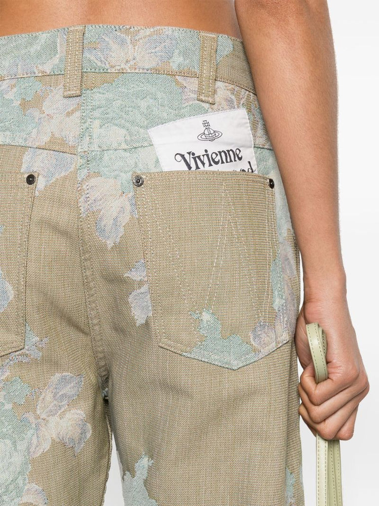 Neutral Ranch Floral-jacquard Jeans
