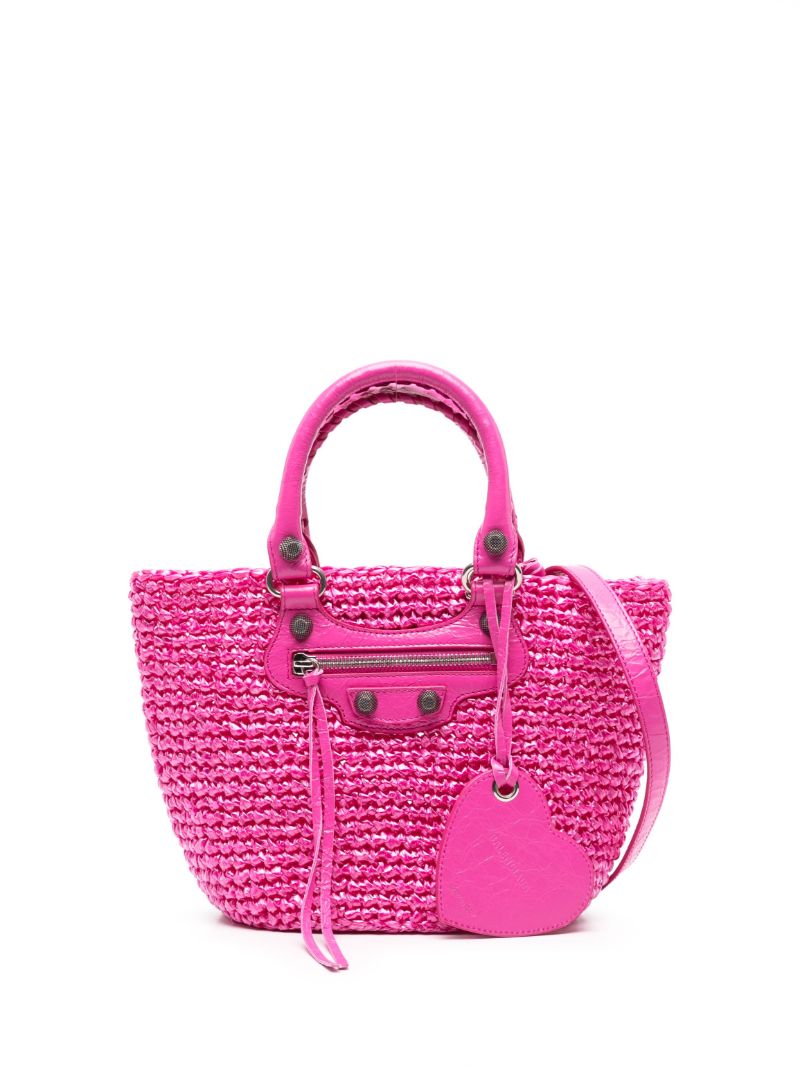 Pink Le Cagole Panier Raffia Tote Bag