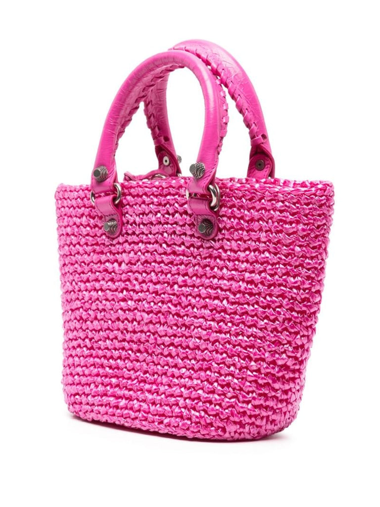 Pink Le Cagole Panier Raffia Tote Bag