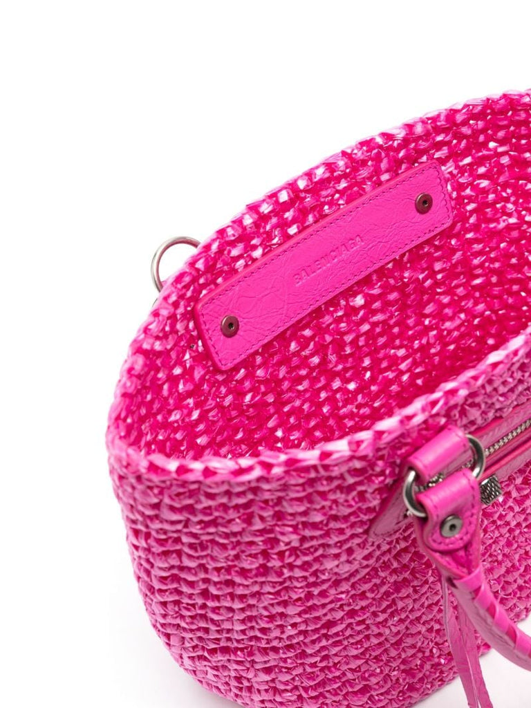 Pink Le Cagole Panier Raffia Tote Bag