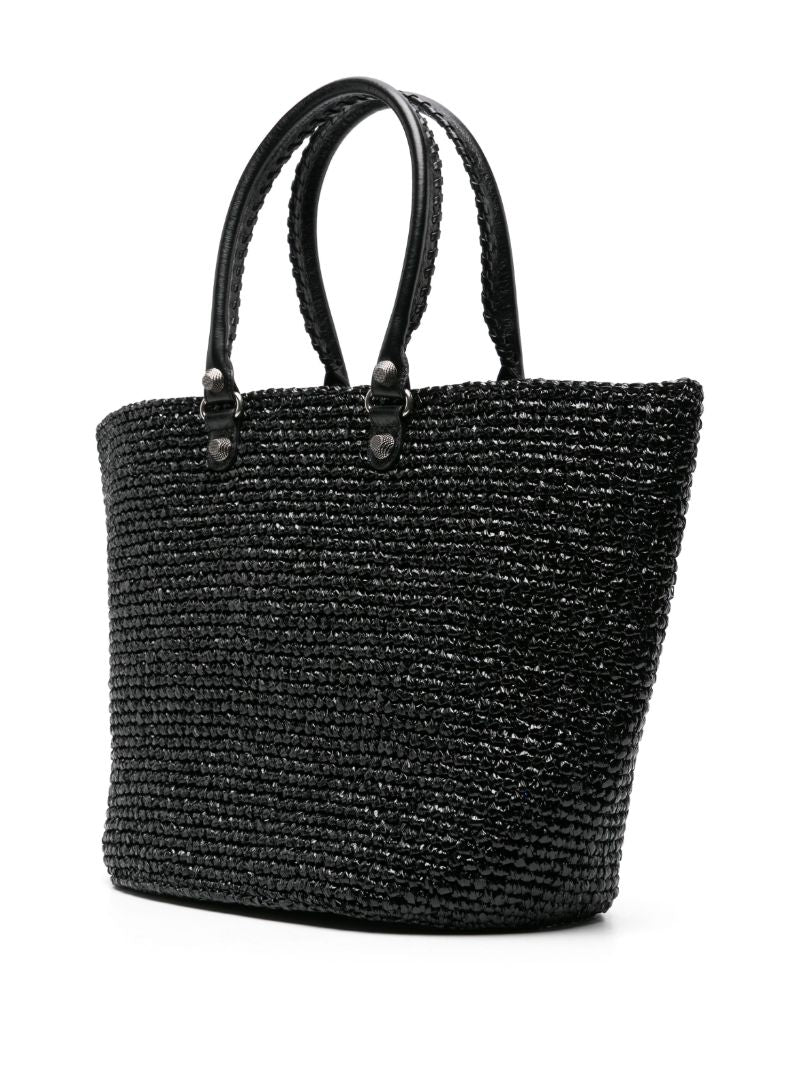 Black Le Cagole Panier Raffia Tote Bag