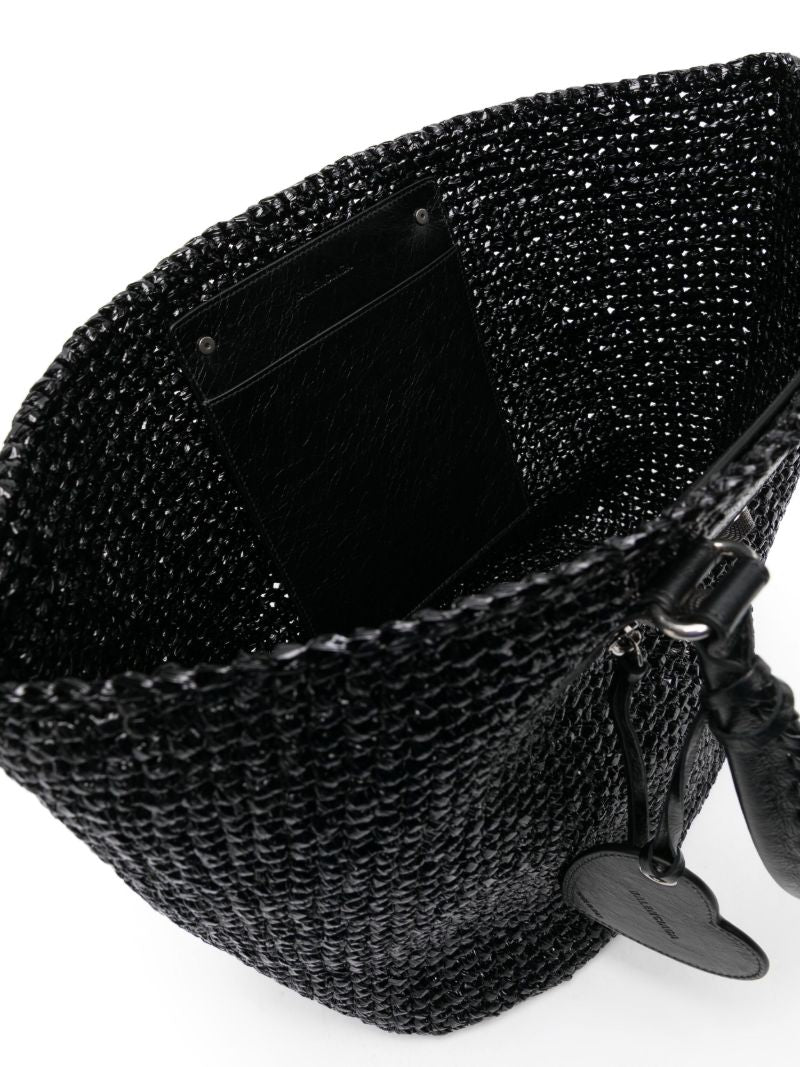 Black Le Cagole Panier Raffia Tote Bag