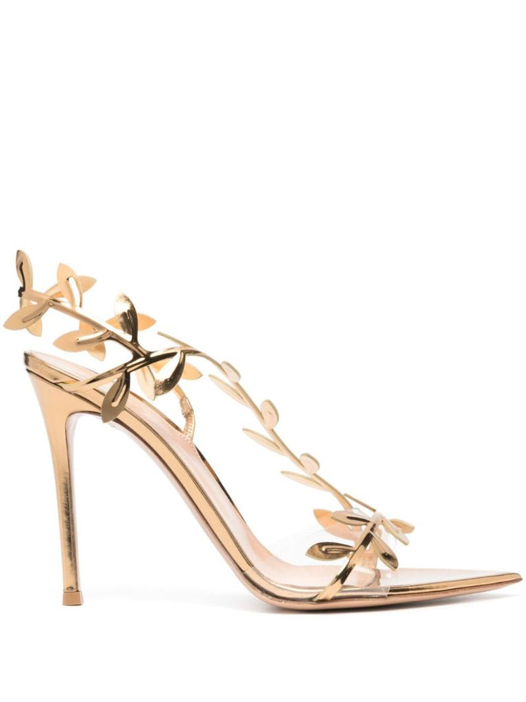 Gold-tone 105 Flavia Leather Sandals