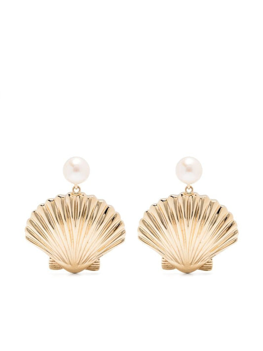 14k Yellow Gold Shell Earrings