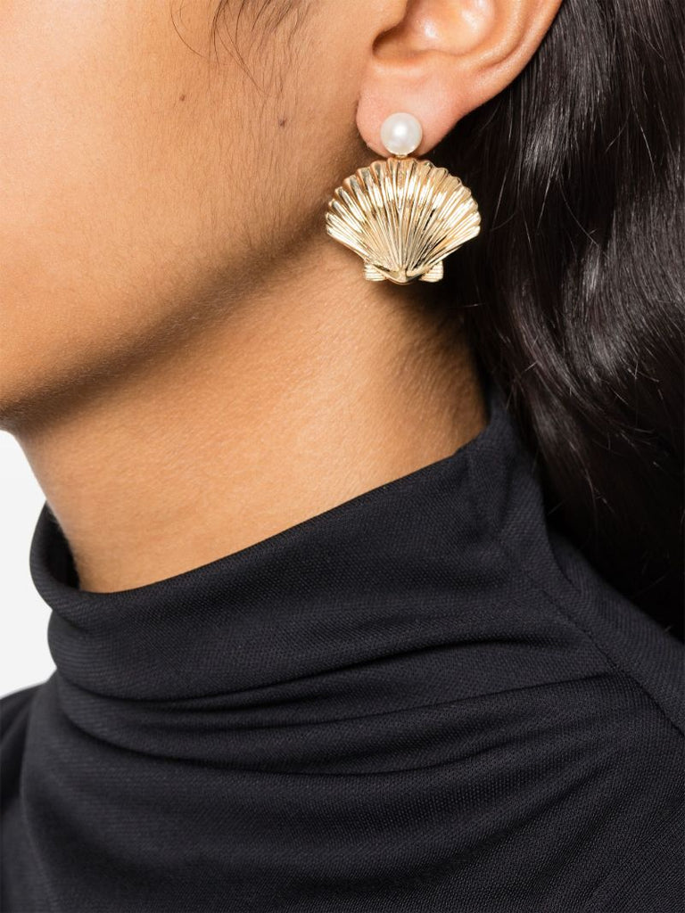 14k Yellow Gold Shell Earrings