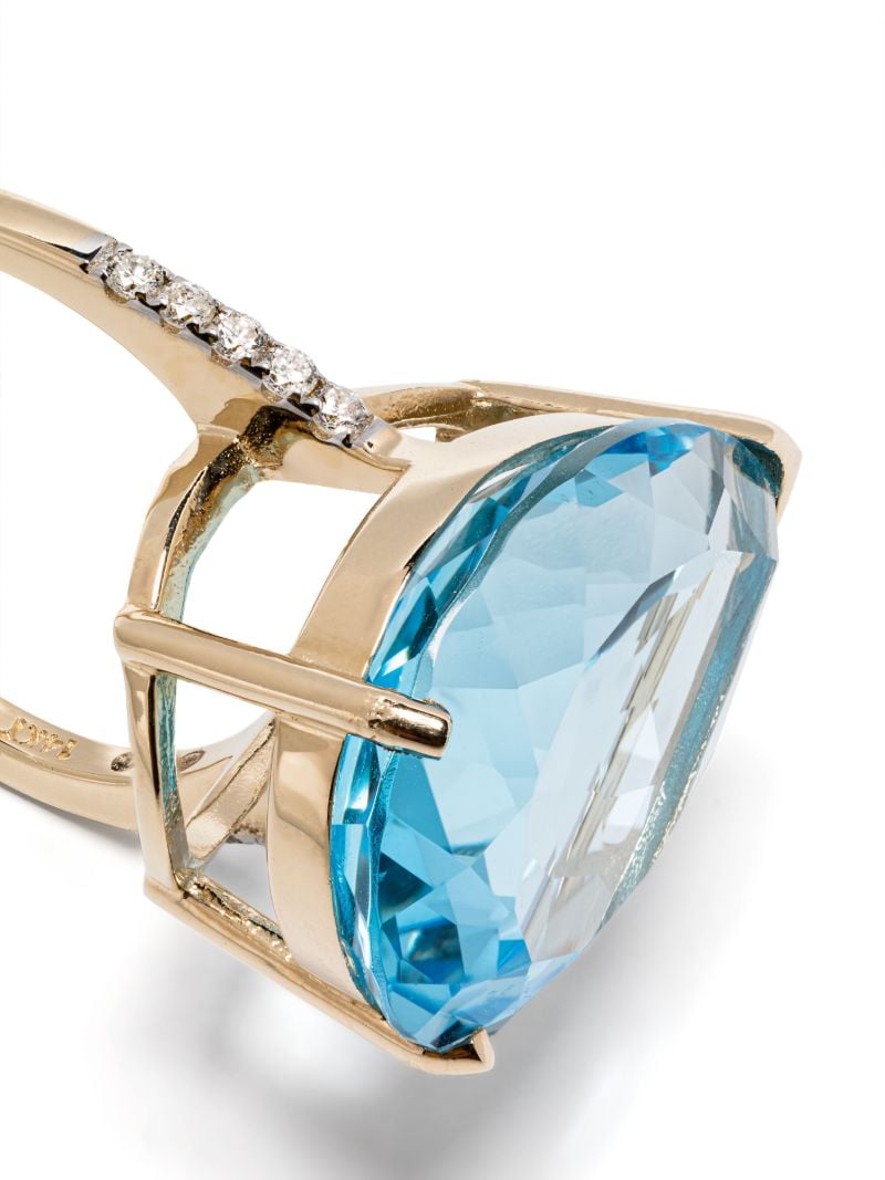 14k Yellow Gold Topaz and Diamond Ring