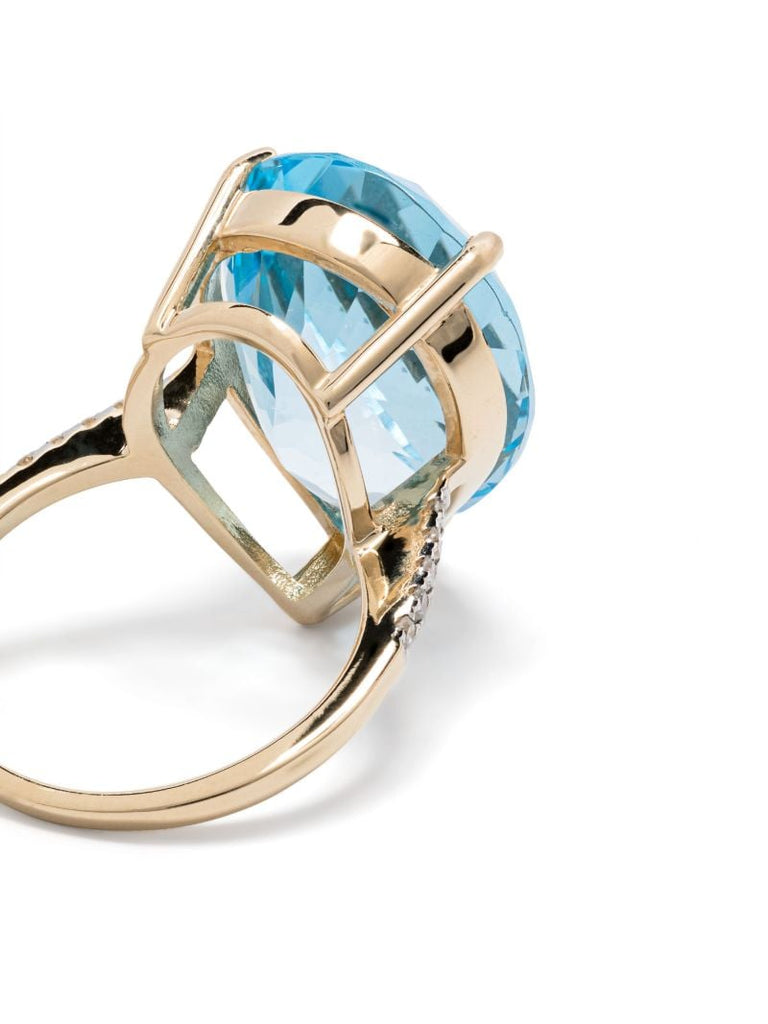 14k Yellow Gold Topaz and Diamond Ring